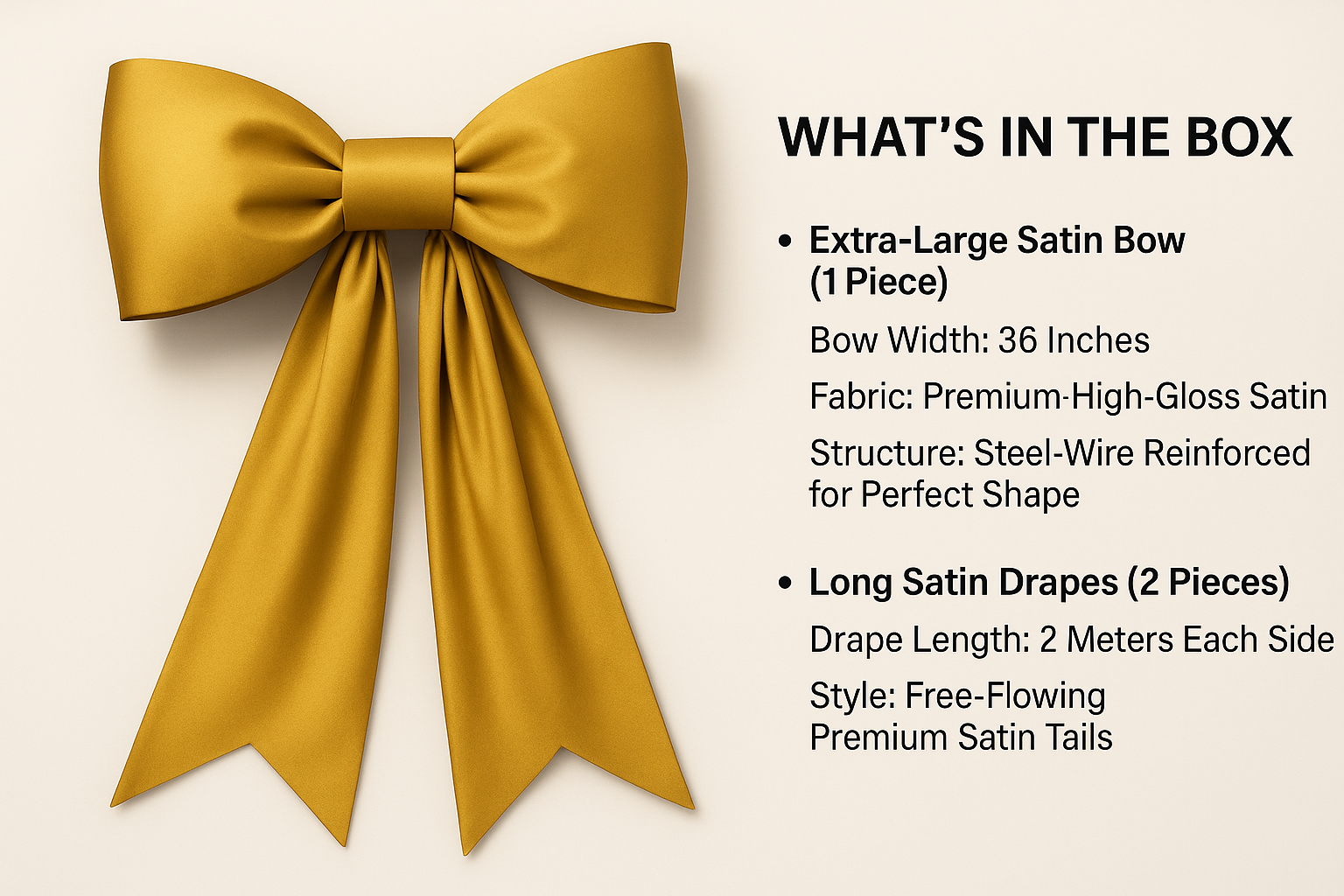 Premium Satin Red Bow with Long Drape Cloth