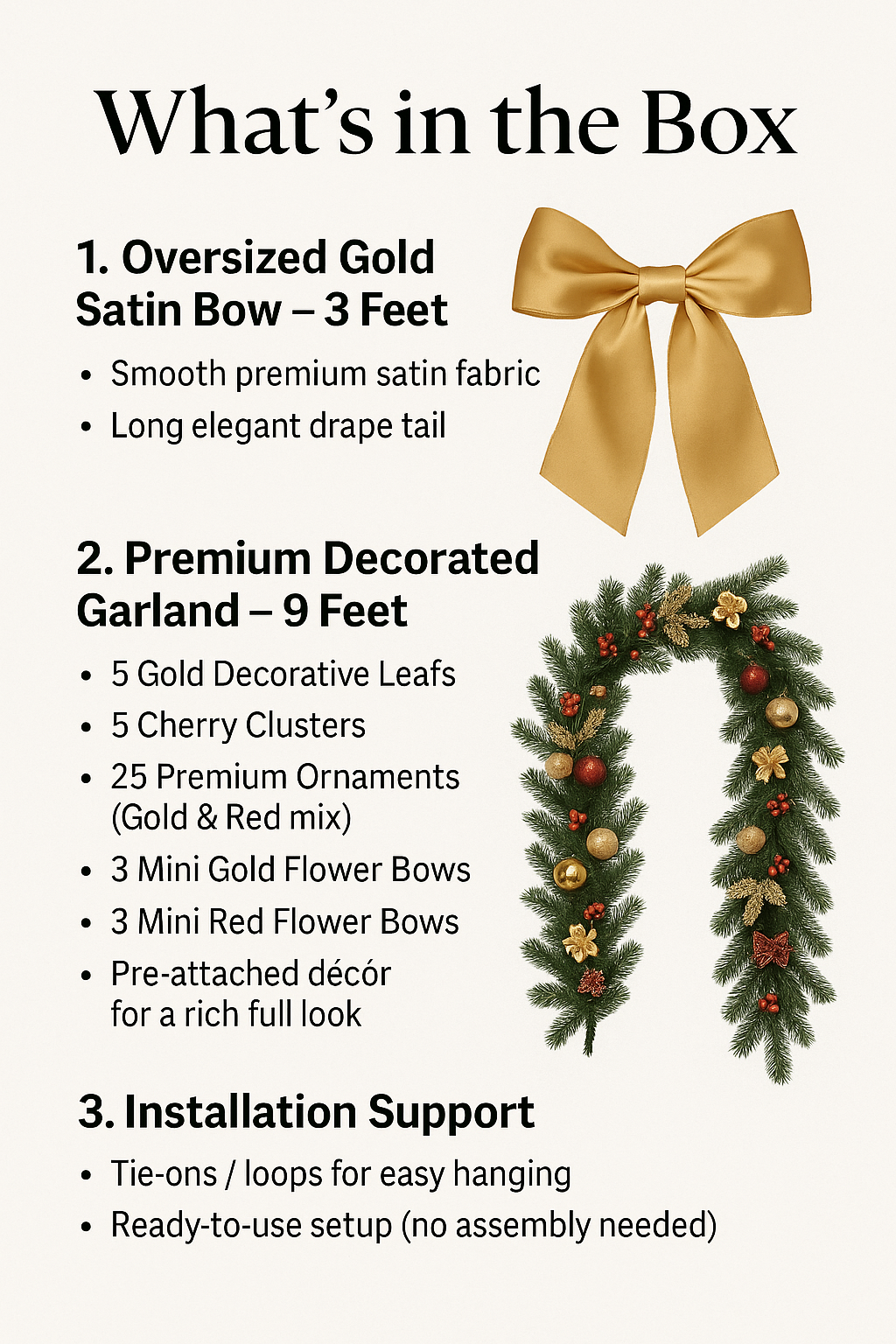 Royal Grandeur Door Bow & Garland Set
