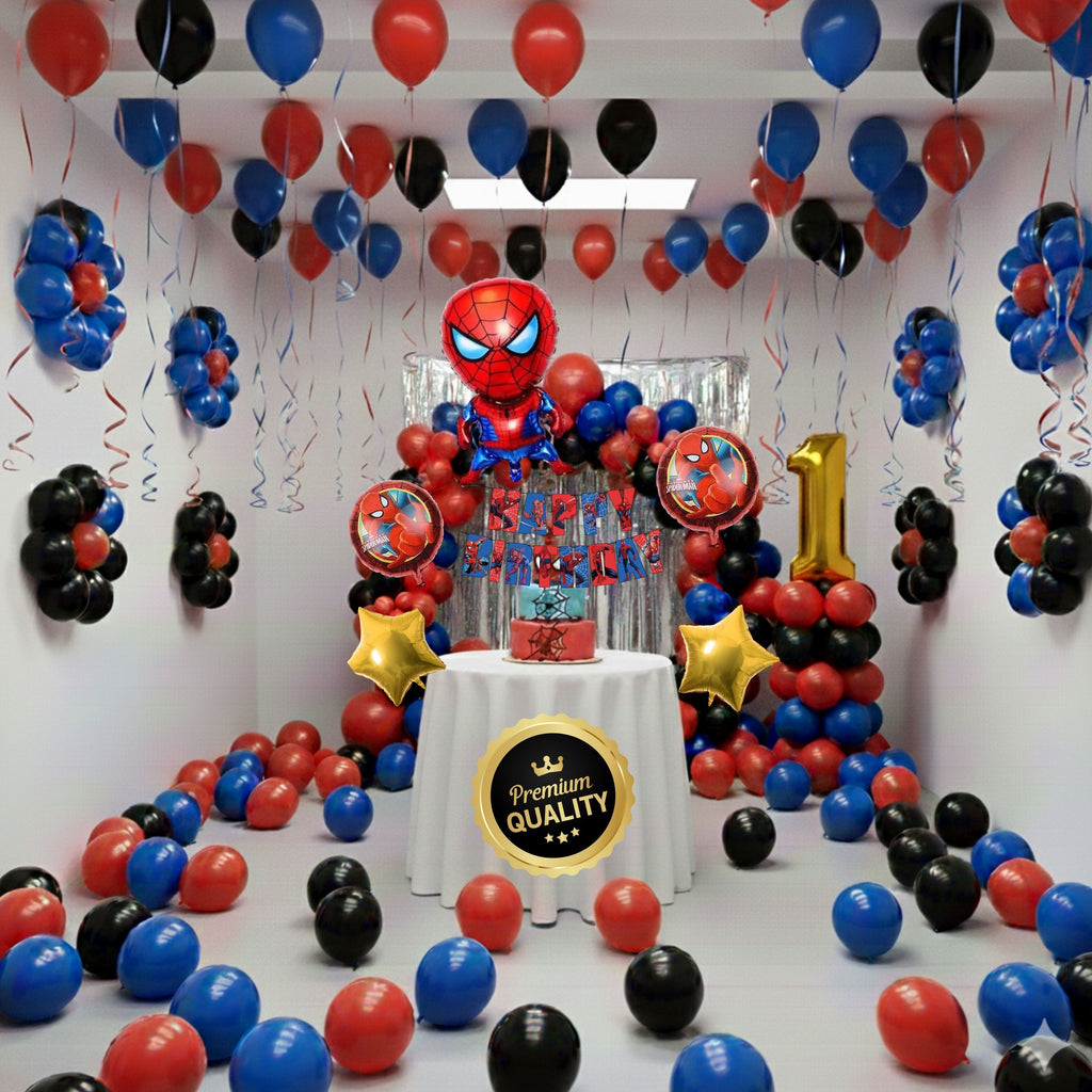 ✨ Spider Hero 1st Birthday Decoration Kit – 175 Pcs | Full Party Combo ✨